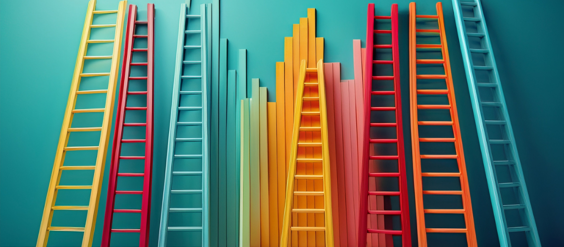 A group of coloured ladders