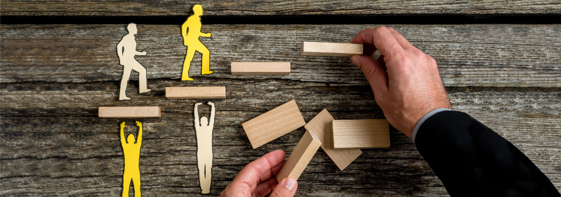 graphic of figures being supported on a journey